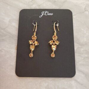 ✨ NEW J.Crew Gold Rhinestones Crystals Cluster Drop Dangle Statement Earrings ✨